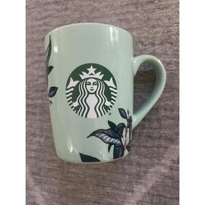Starbucks Mint Green Floral Design With Mermaid Coffee Tea Cup/Mug 10oz 2021